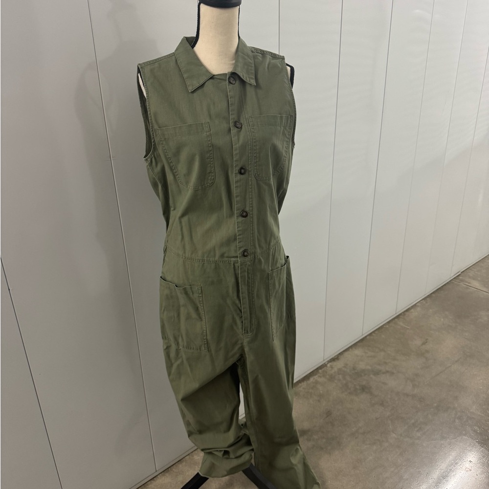 Olive Sleeveless Utility Jumpsuit